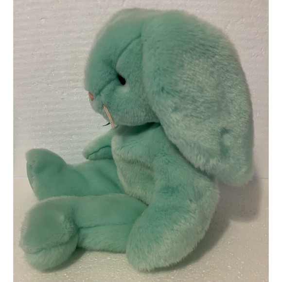 TY Beanie Buddy HIPPITY Green Easter Bunny Rabbit Pink Nose 14" Satin Bow - Picture 3 of 8